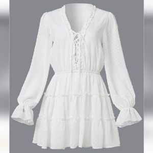 Never worn white ruffle mini dress
